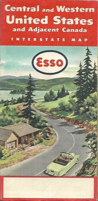 1955 Esso Road Map Central,  Western United States Route 66 California Texas