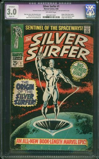 Silver Surfer 1 Cgc 3.  0 G/vg 1st Silver Surfer Titled Series