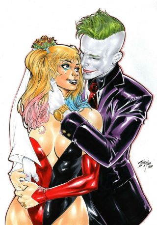 Joker And Harley Quinn (09 " X12 ") By Iago Maia - Ed Benes Studio