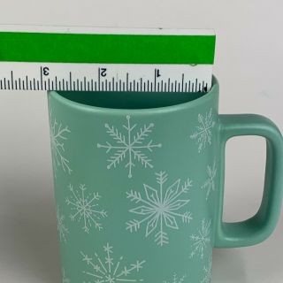 Starbucks 2018 Coffee Mug Green w/snow flakes 4.  5” x3 