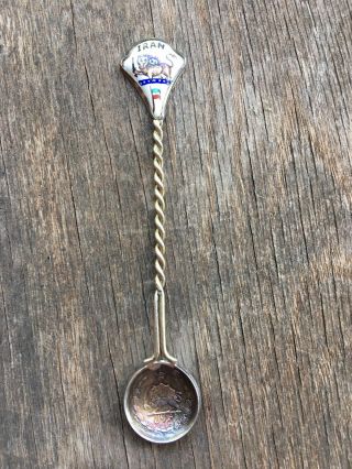 Vintage Sterling Silver Souvenir Spoon Iran,  Enamel Handle