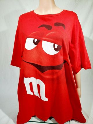 M&ms Chocolate Candy T - Shirt Xl Red M&m World Face Logo Danny Devito