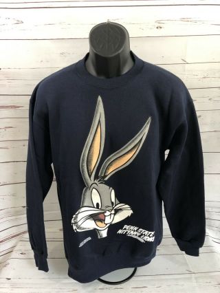 Vintage 90s Penn State University Looney Tunes Bugs Bunny Sweatshirt Size Large