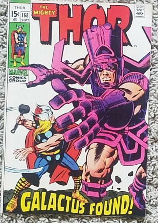 T.  Cthor 168 (sep 1969,  Marvel) Vf Lee & Kirby Classic Cover W/galactus & Thor