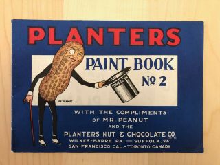 Mr.  Peanut Planters Paint Book 2 1929 Vintage & Rare - Very