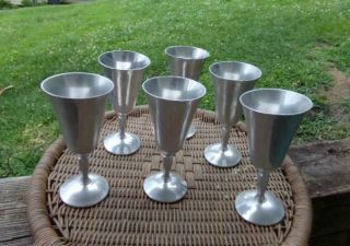 Vintage Set Of 6 Plator Silverstone Wine Goblets Or Glasses Spain Silver Plated