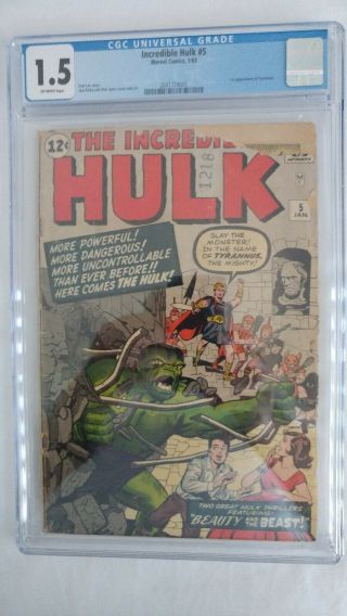 Incredible Hulk 5 Cgc 1.  5 Off - White Pages Early Hulk Affordable