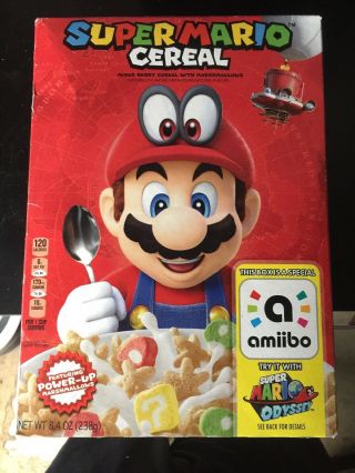 Mario Cereal Limited Edition Nintendo Amiibo 8.  4 Oz Expires Jan 2019 Nip