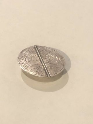 Antique 925 Sterling Silver Engraved Pill Box Snuff Trinket Case