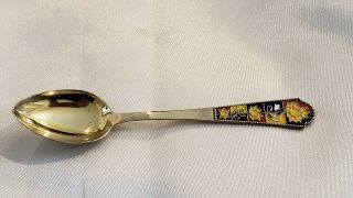 Vintage Russian 875 Silver Enamel Tea Spoon / Soviet Spoon 875 Star