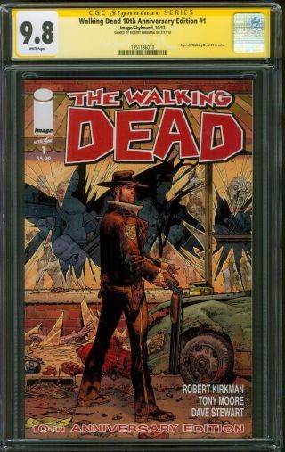 Walking Dead 1 Cgc Ss 9.  8 Robert Kirkman Signed 10th Anniversary Edition Cover