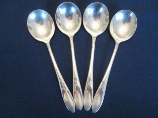 Set 4 Gumbo Soup Spoons Vintage Oneida Community Silverplate Lady Hamilton