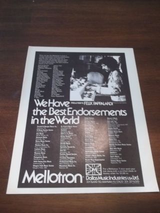 1974 Vintage Ad For Mellotron Keyboard Featuring Felix Pappalardi Of Mountain