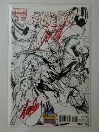Spider - Man 1.  1 (2014) Signed By Stan Lee And J Scott Campbell W/coa