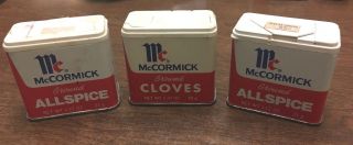 Vintage Mccormick Metal Spice Tins Ground Allspice & Cloves 1.  12 Oz/1.  37 Oz