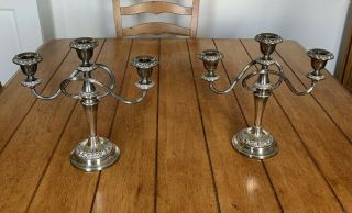 Ianthe Silver Plated 3 Sconce Candleholders Candelabras Ornate Vintage