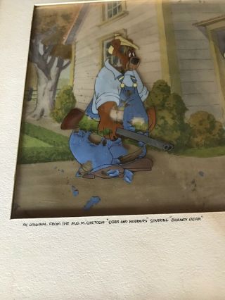 Barney Bear “Cobs And Robbers” MGM 1953 Hand Painted Cel Signed 3