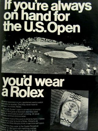 1969 Rolex If You Were At The U.  S Open Print Ad 8.  5 X 11 "