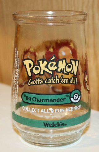Vintage 1999 Welch ' s Jelly Jar Nintendo Pokemon 04 Charmander Juice Glass 2
