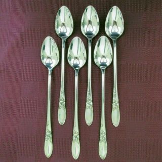 Oneida Community White Orchid 6 Ice Tea Spoons Silverplate Flatware Teaspoon