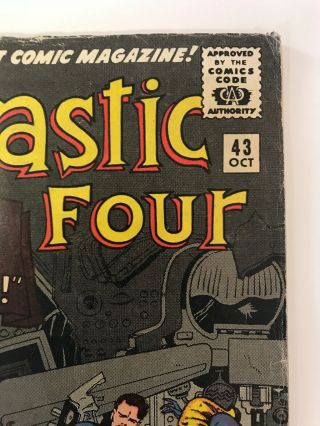 The Fantastic Four 43 Marvel Comics 1965 Jack Kirby VG/FN 3