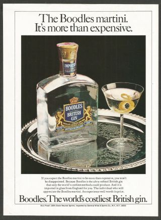 Boodles British Gin - The Boodles Martini.  - 1978 Vintage Print Ad