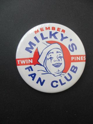 Vintage Milky The Clown Fan Club Pin Back Detroit Michigan Twin Pines Dairy Nos