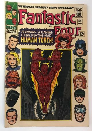 The Fantastic Four 54 Marvel Comics 1966 Jack Kirby Vg,  Black Panther Inhumans