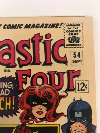 The Fantastic Four 54 Marvel Comics 1966 Jack Kirby VG,  Black Panther Inhumans 3