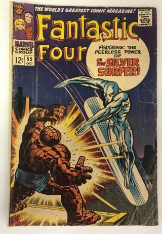 The Fantastic Four 55 Marvel Comics 1966 Jack Kirby Vg,  Silver Surfer