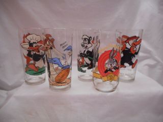 Set Of 5 Warner Bros Looney Tunes Collector Series Pepsi Glasses
