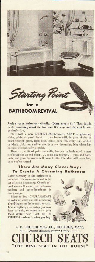 1946 Vintage Ad For Church Seats Toilet Seat " (080313)