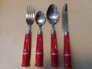 Vintage Gibson Stainless Flatware Coca Cola 4 Piece Service For 1