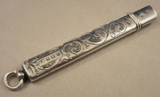 Antique Bright Cut English Silver Chatelaine Pencil Francis Webb Birmingham 1910