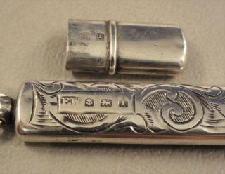 Antique Bright Cut English Silver Chatelaine Pencil Francis Webb Birmingham 1910 6
