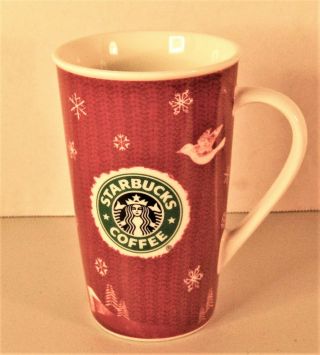 Starbucks Red Tall Holiday Christmas 2008 Deer Logo 16 Oz Coffee Tea Mug Cup