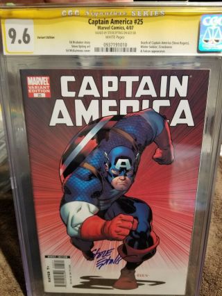 Captain America 25 Cgc 9.  6 Signed By Steve Epting Variant Cover