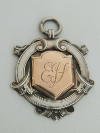 Antique Silver & Rose Gold Medal / Watch Fob I.  B.  A.  C Cup Winner 1912 - 1913