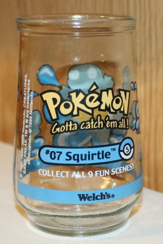 Vintage 1999 Welch ' s Jelly Jar Nintendo Pokemon 07 Squirtle Juice Glass 2
