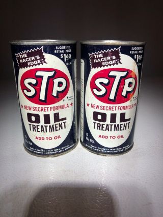 Two Vintage Stp Oil Treatment Cans Circa 1971,  The Racer’s Edge