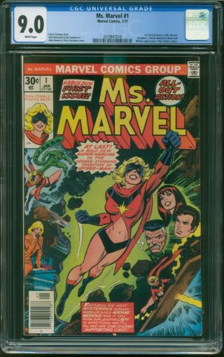 Ms Marvel 1 1977 Cgc 9.  0 Very Fine To Near First Appearance Of Ms Marvel