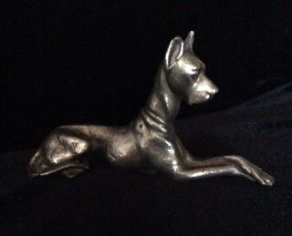 Vintage Silver Plated Metal Great Dane Figurine
