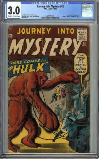 Journey Into Mystery 62 Cgc 3.  0 1st The Hulk Xemnu The Titan Kirby Ditko Cover