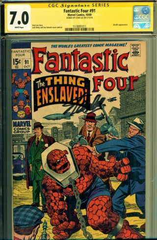 Fantastic Four 91 Cgc 7.  0 White Pgs - Ss Signed By Stan Lee - Mole Man & Skrulls