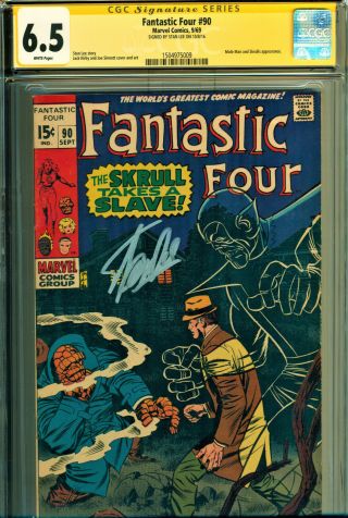 Fantastic Four 90 Cgc 6.  5 White Pgs - Ss Signed By Stan Lee - Mole Man & Skrulls