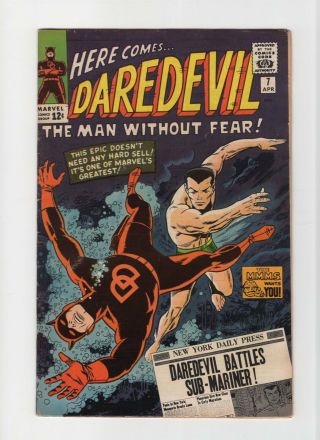 Daredevil 7 F/vf 7.  0 Marvel Comic Key 1st Costume Vs Sub - Mariner