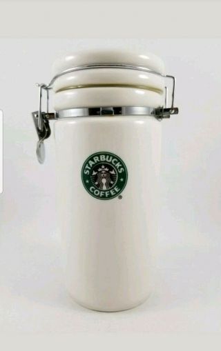Starbucks Ceramic Storage Canister Green Mermaid Siren Logo Coffee Tea Jar 2007