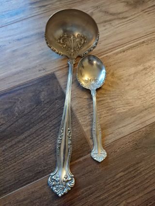 Vintage 1847 Rogers Bros A1 Silver Plate Grape Pattern Serving Ladle And Spoon