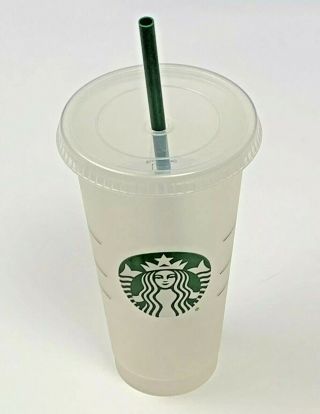 Starbucks Clear Hard Plastic Cup With Lid Straw 24 Floz Venti Cold Cup Resuable