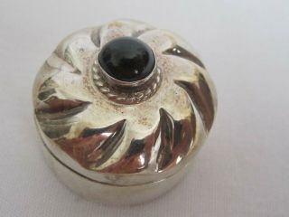 Mexico Sterling Silver Black Cabochon Topped Trinket/pill Box Signed